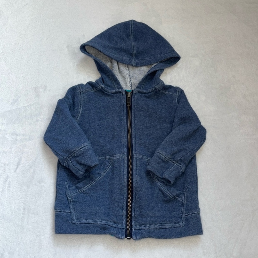 TEA 6-12 month blue hoodie sweatshirt sweater zip up hooded